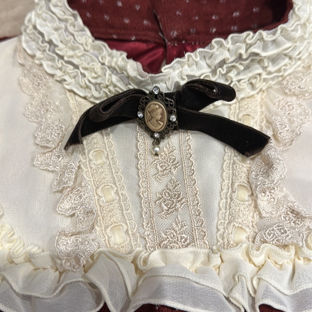 Axes Femme Lolita Harajuku Japan dress with lace bow details Asian M or US Small - Picture 4 of 11